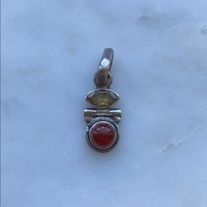 Sterling Silver 925 Pendant Red Spiritual Stone